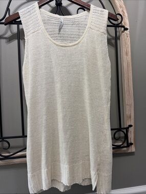 Miilla Clothing Light Cream Knit Sleeveless Tank Top M Dry clean 100% Linen